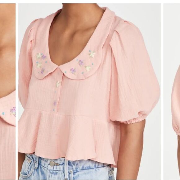 TACH Larina Embroidered Linen Top NWT - Picture 2 of 15